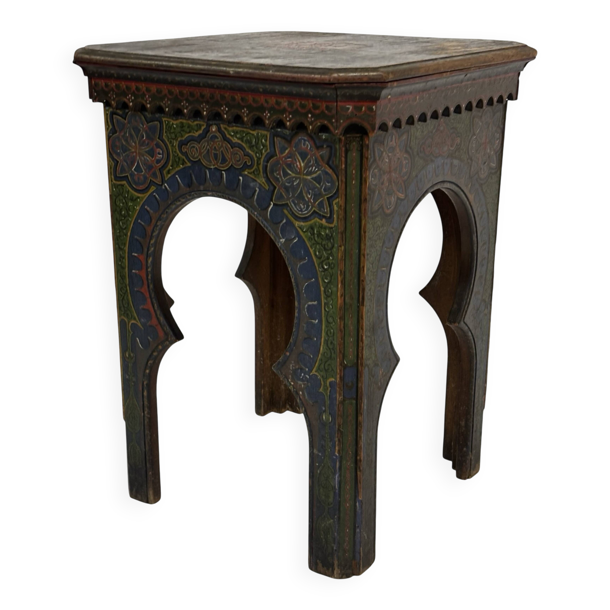Antique hand-painted Moroccan Moorish Zouak side table