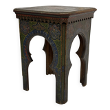 Antique hand-painted Moroccan Moorish Zouak side table