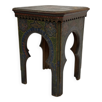 Antique hand-painted Moroccan Moorish Zouak side table
