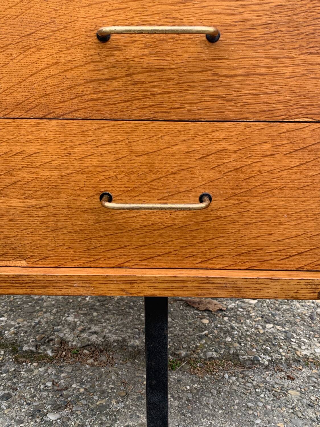Vintage modernist desk in wood and metal