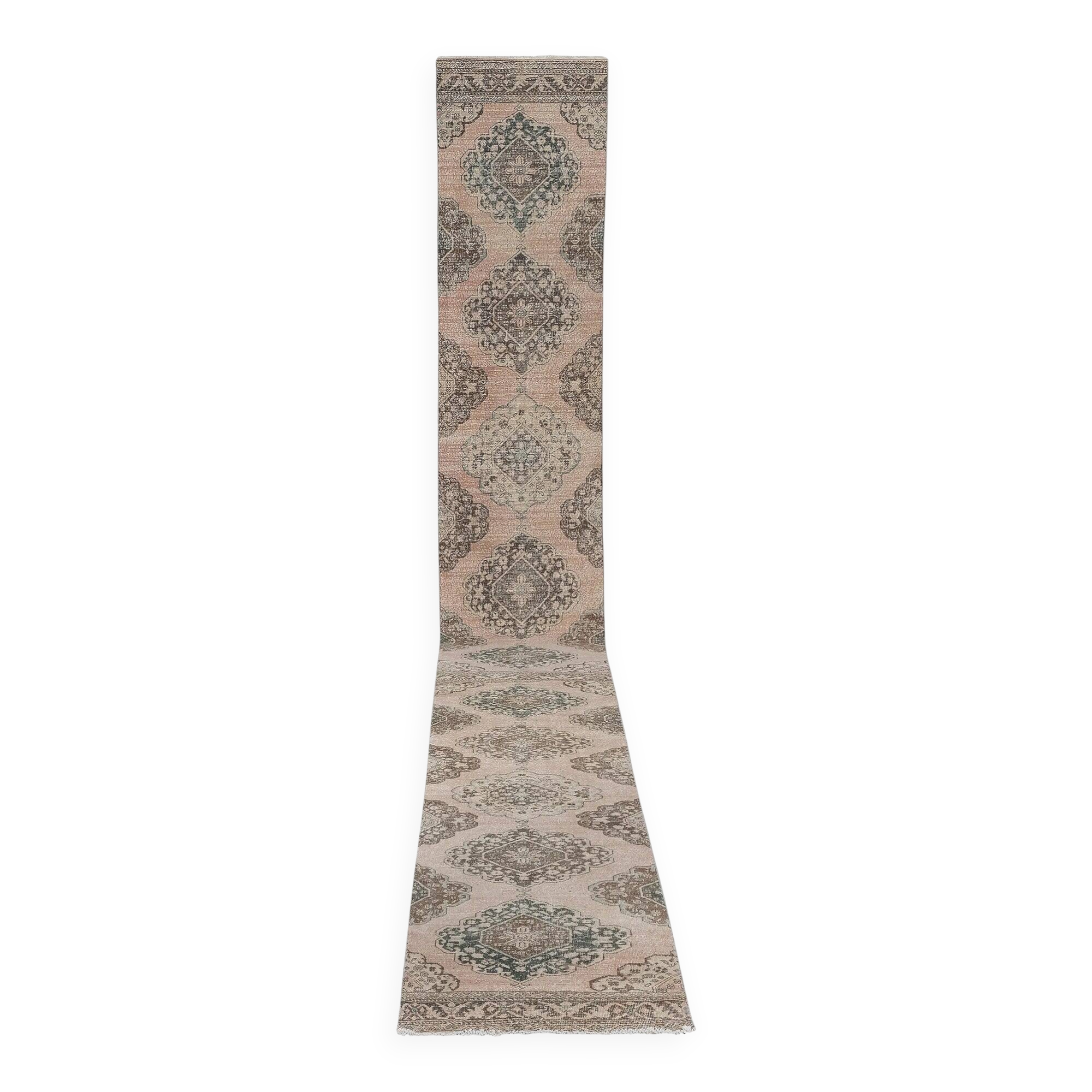 Vintage Turkish hallway rug 86x791 cm