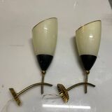 Italian Glass Brass Sconces in the Style of Stilnovo 1960’s