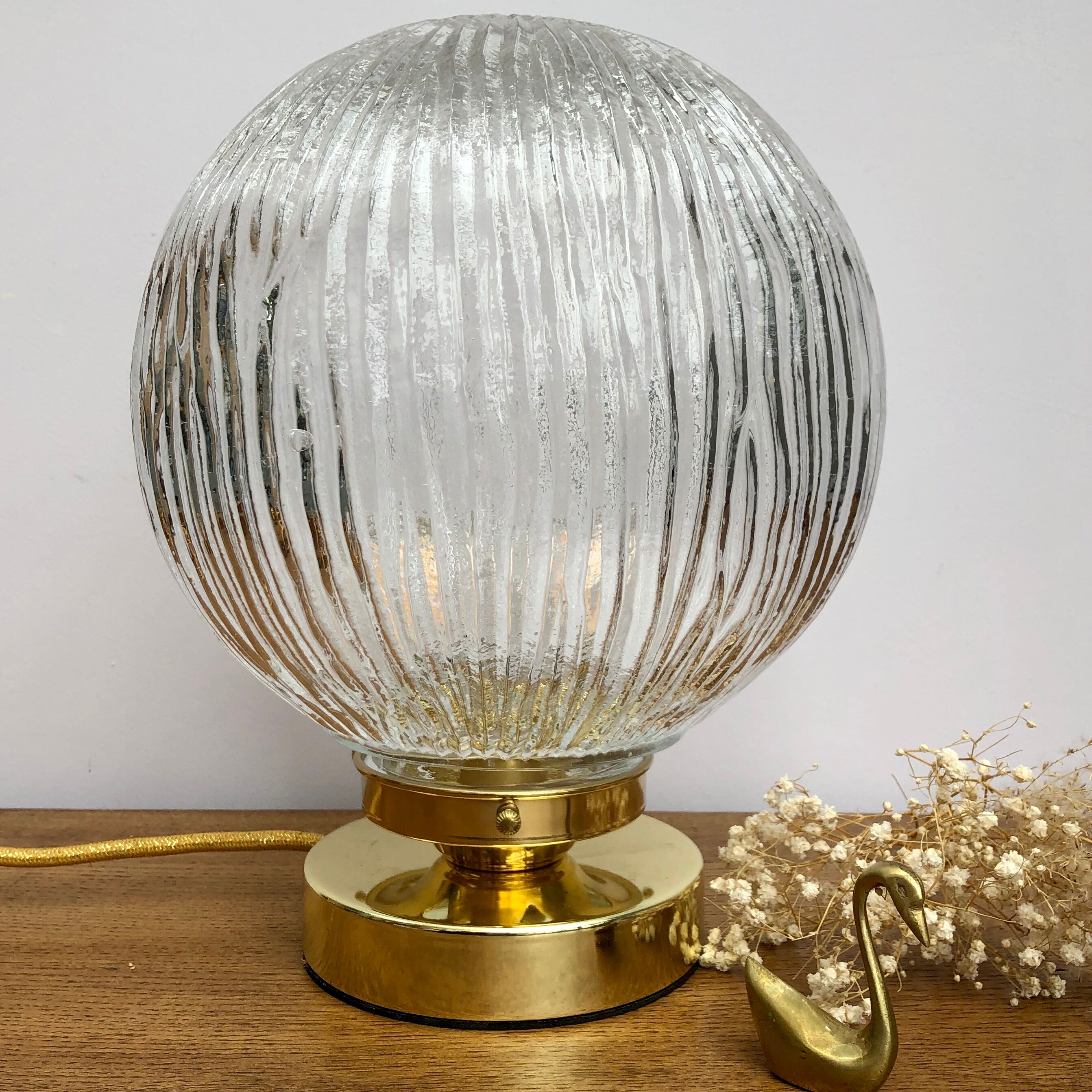 Vintage glass globe table lamp