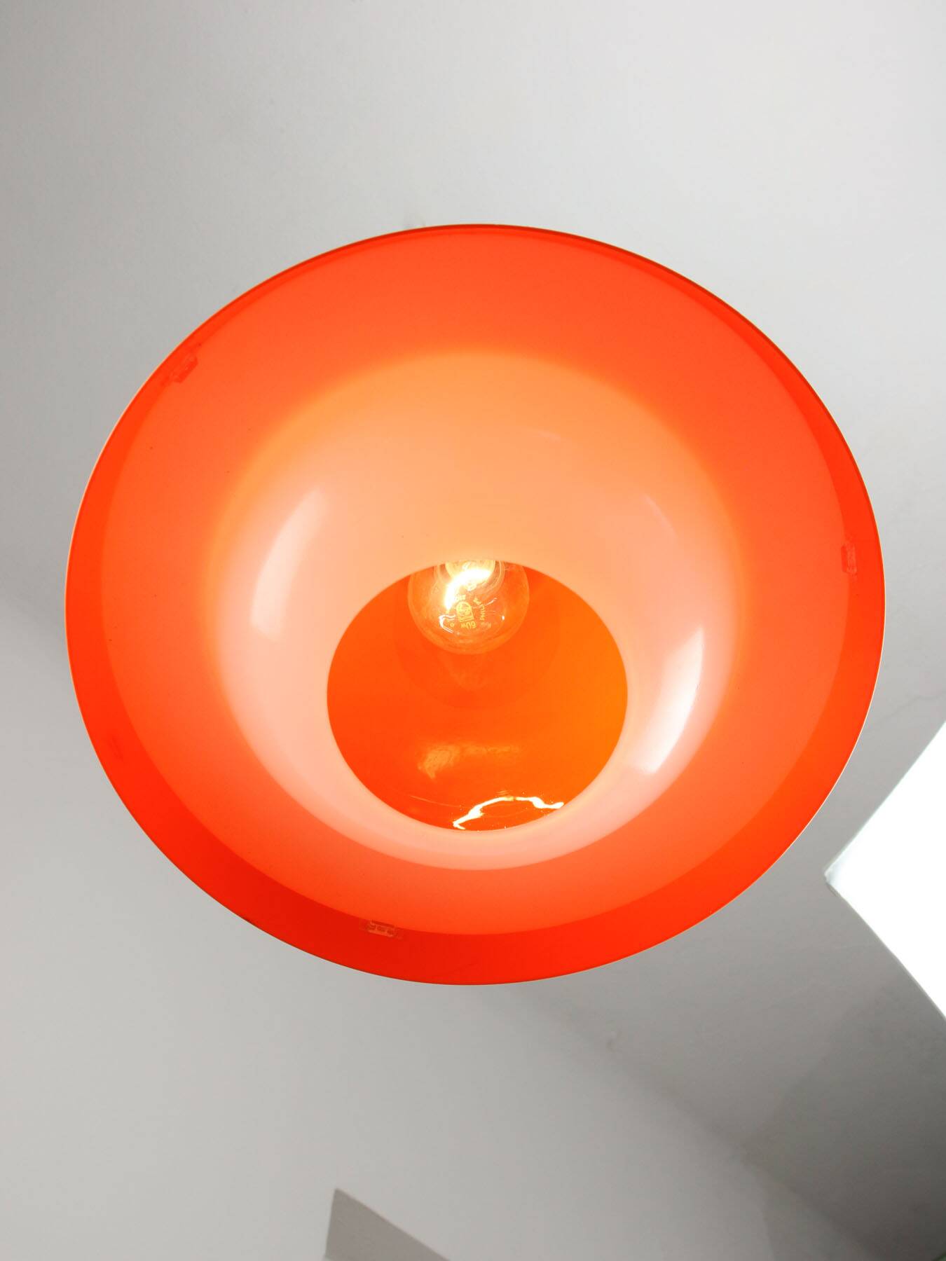 Italian Space Age Pendant in Chrome and Orange Plexiglass, 1970s