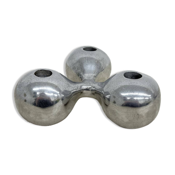 Mid-century design atomic aluminium candle stick ball shaped , 1970s
