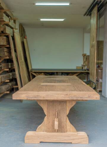400 × 120 Reclaimed Oak Dining Table : Rustic Barn Wood, Handmade