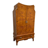 Cubist Art Deco wardrobe in heather wood, 1940s