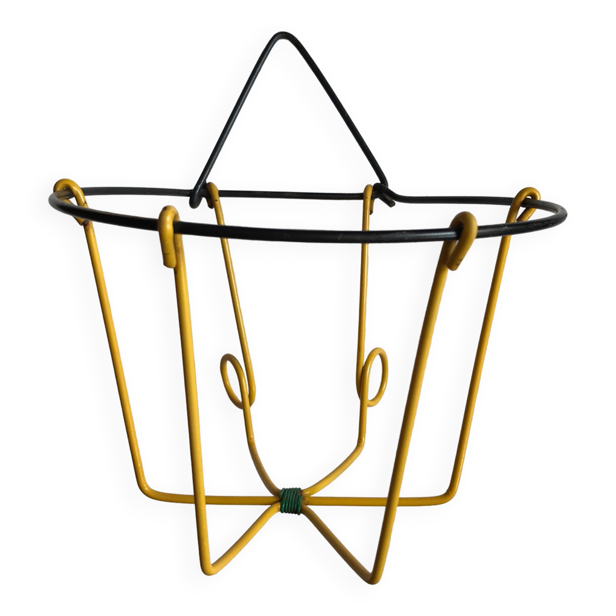 Vintage plant support 60s yellow and black iron