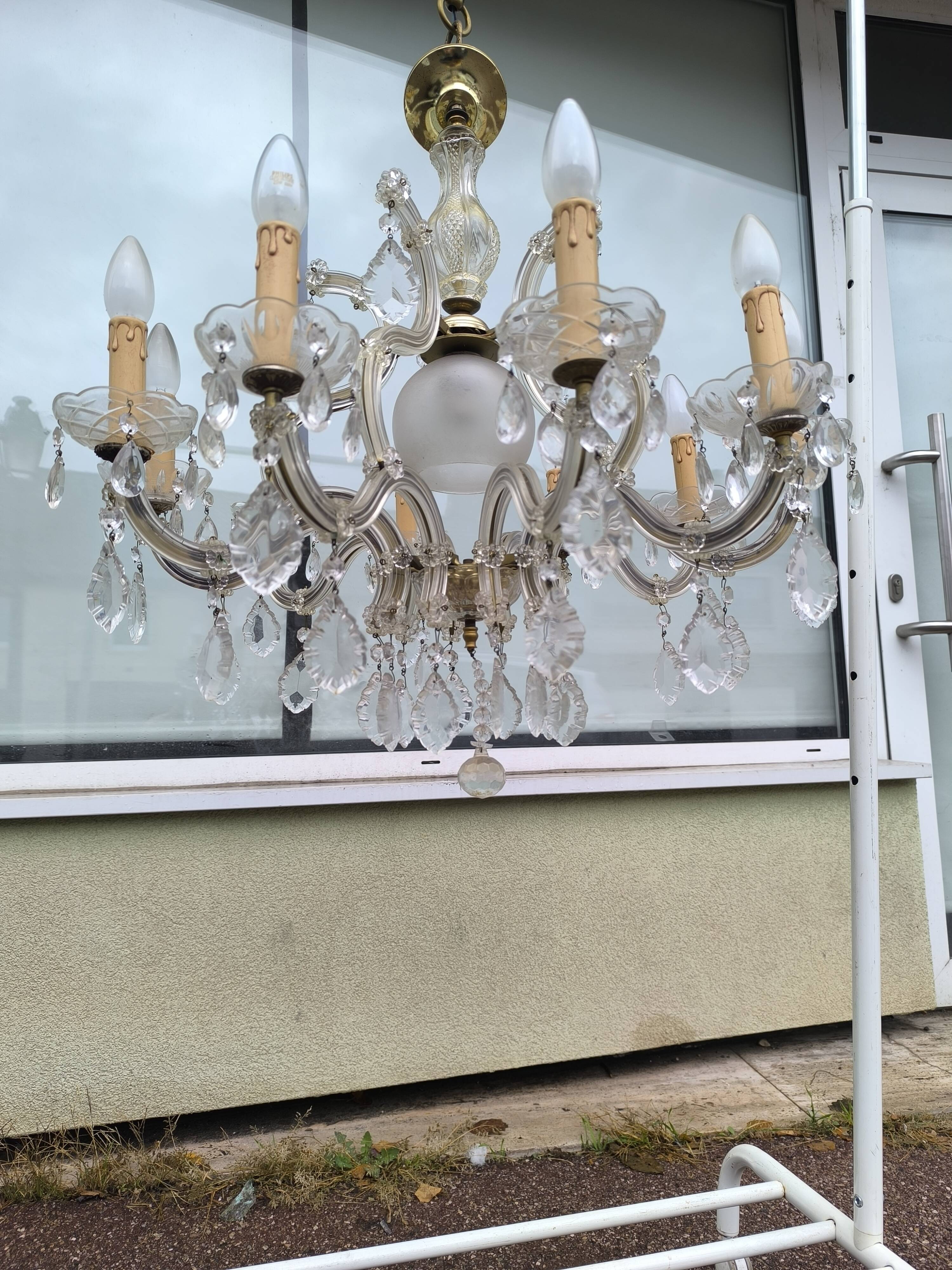 10-branch glass tassel chandelier