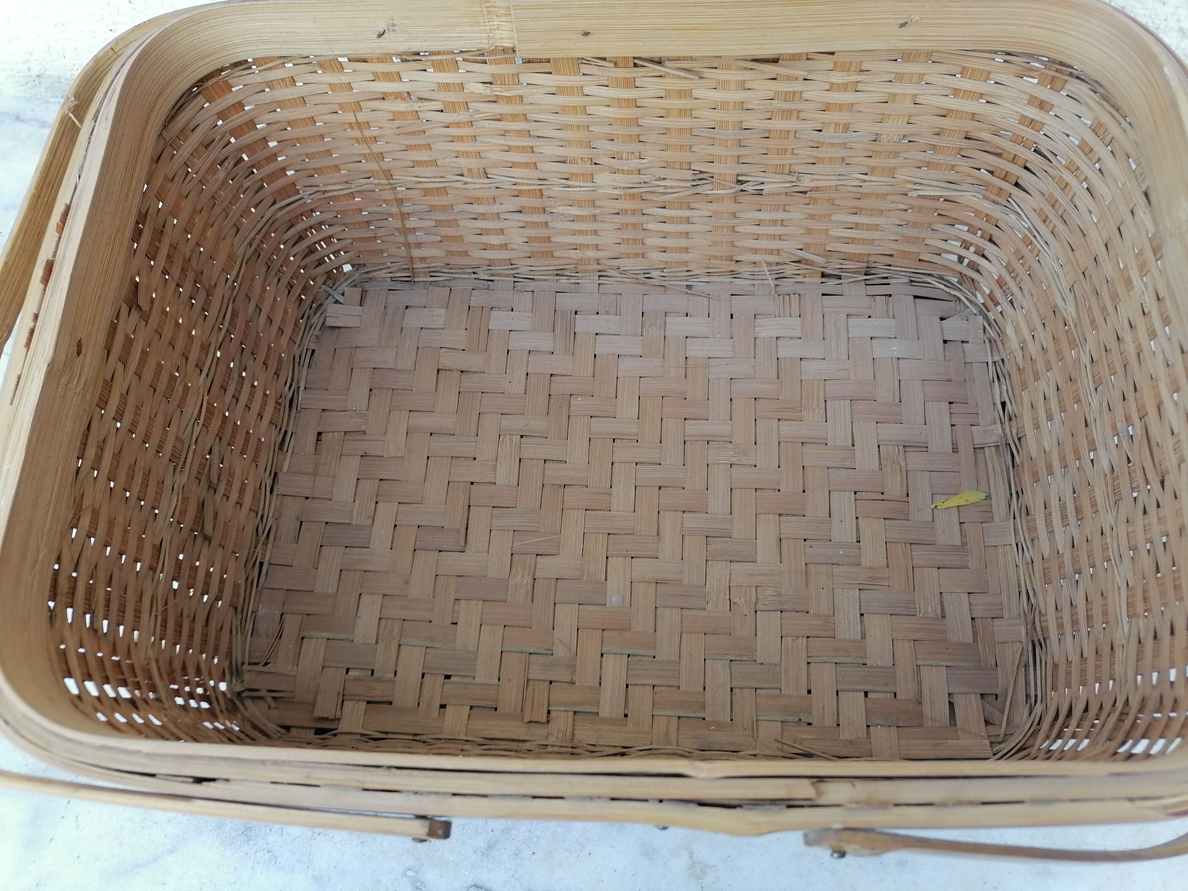 Small vintage basket suitcase wicker splices