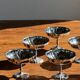 Set of 6 metal ice cream cups on flower-shaped feet