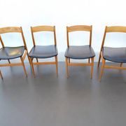4 chaises scandinave en hêtre des années 60