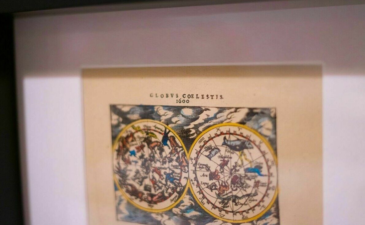 Engraving latin celestial map 1600