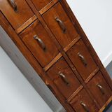 Apothecary or industrial workshop cabinet in pine Netherlands 1930