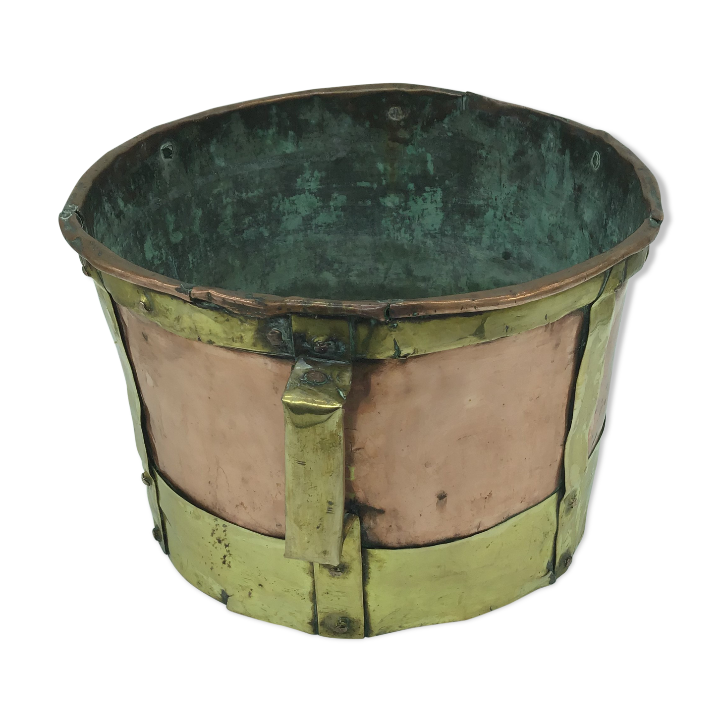 Old copper and brass pot cover 20th century