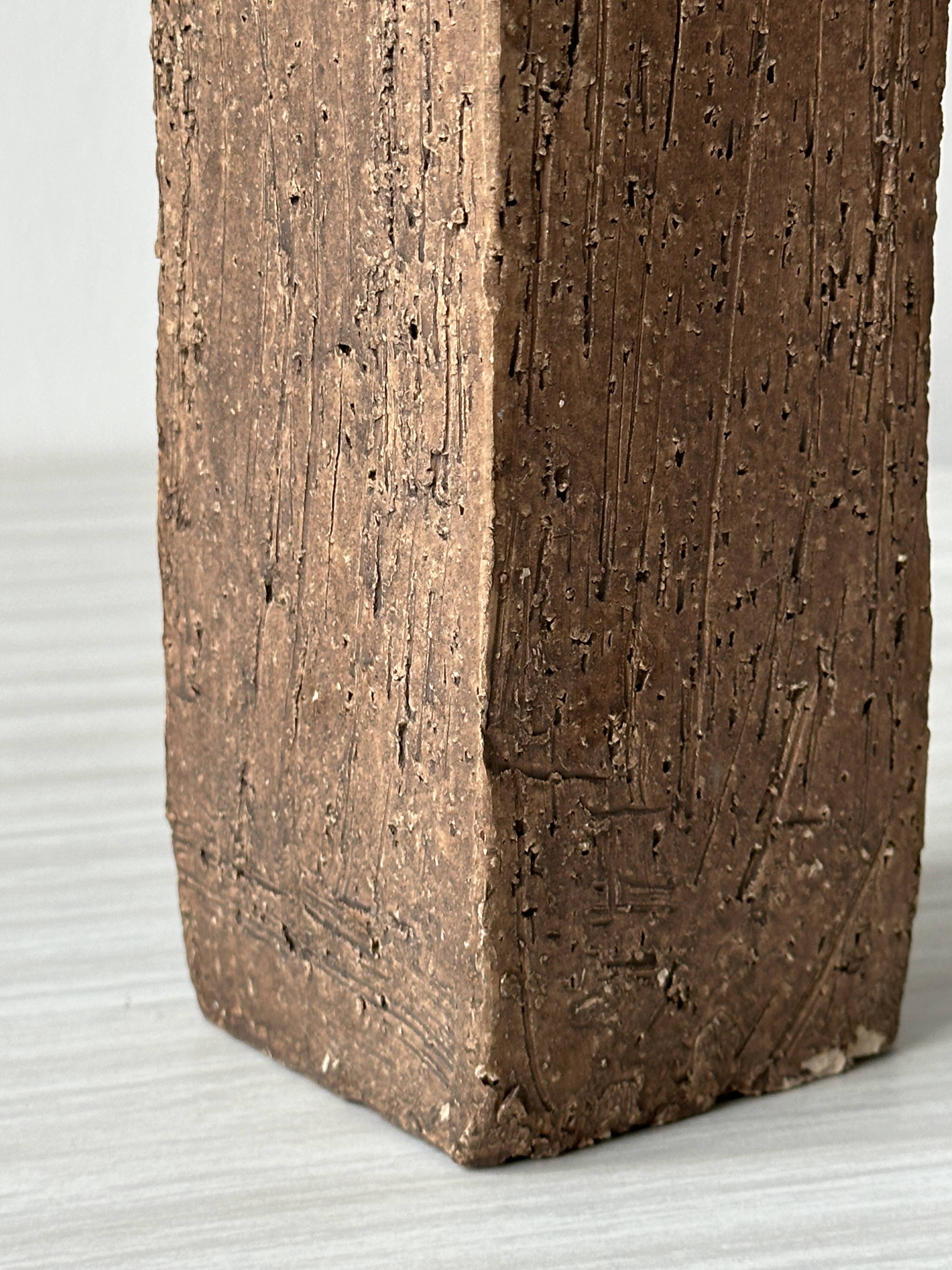 Rectangular ceramic vase in brutalist style