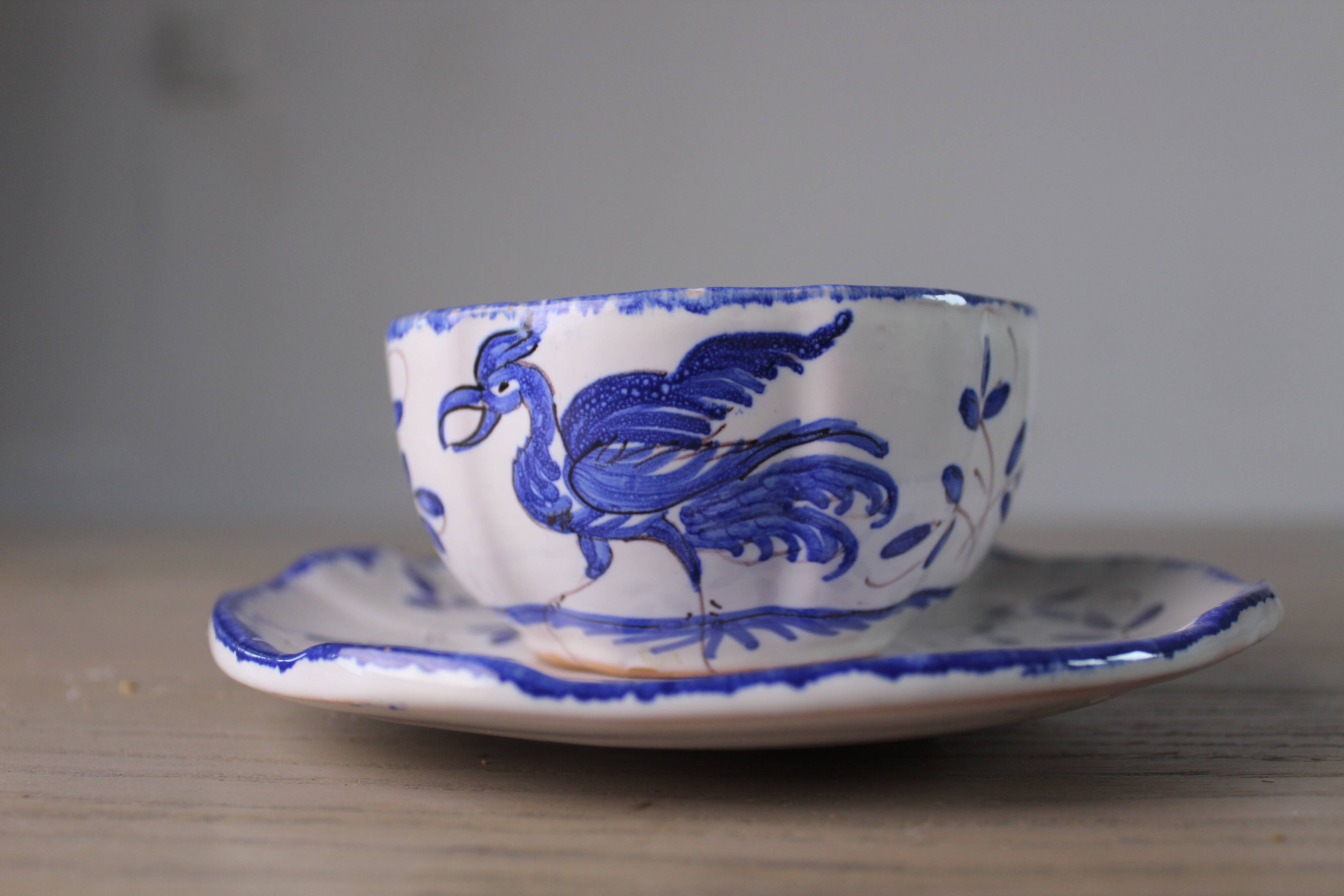 Set of 8 Moustiers cups, tea or coffee (1950s/60s)