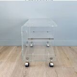 Vintage plexi glass trolley on casters