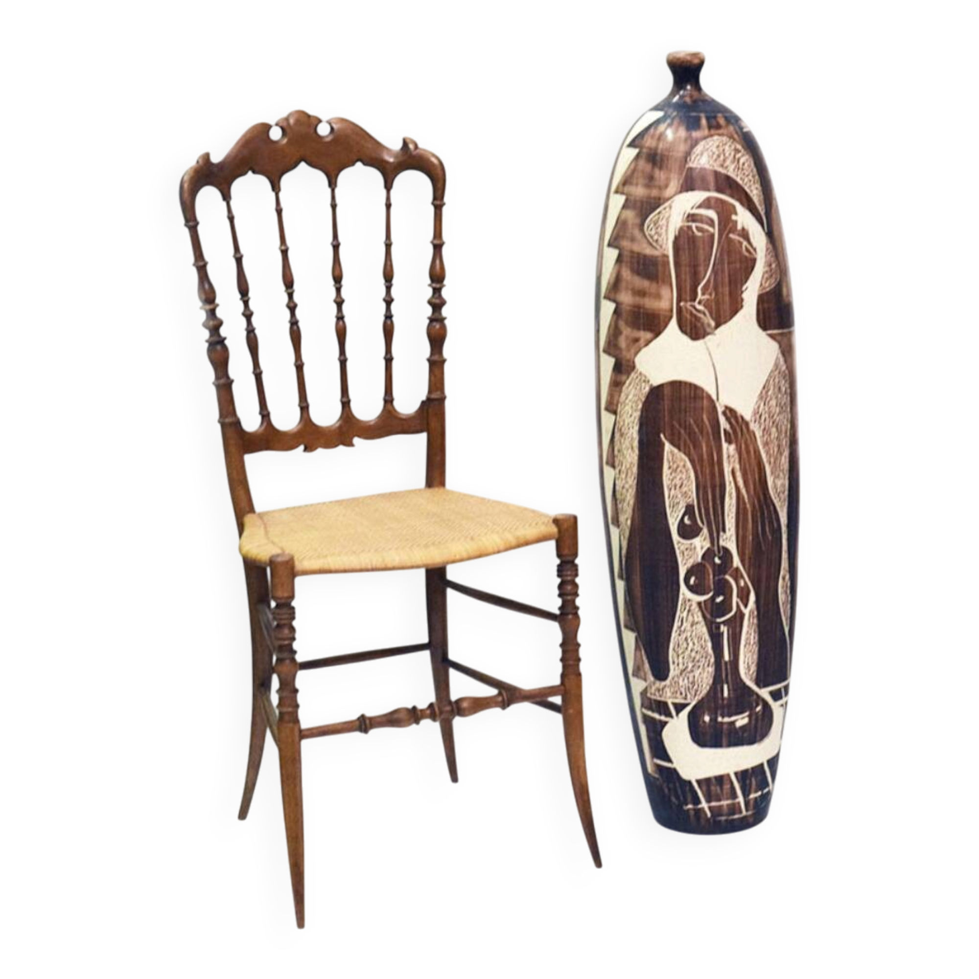 Large Ceramic Vase From Faenza With Engraved Decoration, 1970s