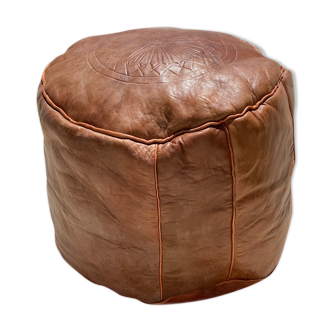 Handmade leather pouf