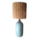 70s style lamp blue green ceramic 40x13 and raffia lampshade H total 57x23 elec ok