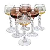 Lot de 6 verres à pied ballon liqueur en verre coloré fumé 9.5cm