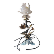 brass and pewter floral lamp 1900 art nouveau murano tulip 37x16