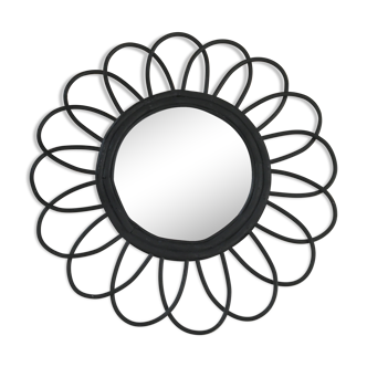 Small mirror in black rattan 35cm