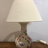 Vintage faience lamp with bird décor