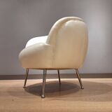 2 white leather armchairs, 1980s