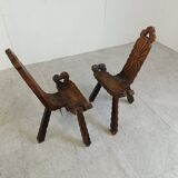 Spanish brutalist stool set, 1950s