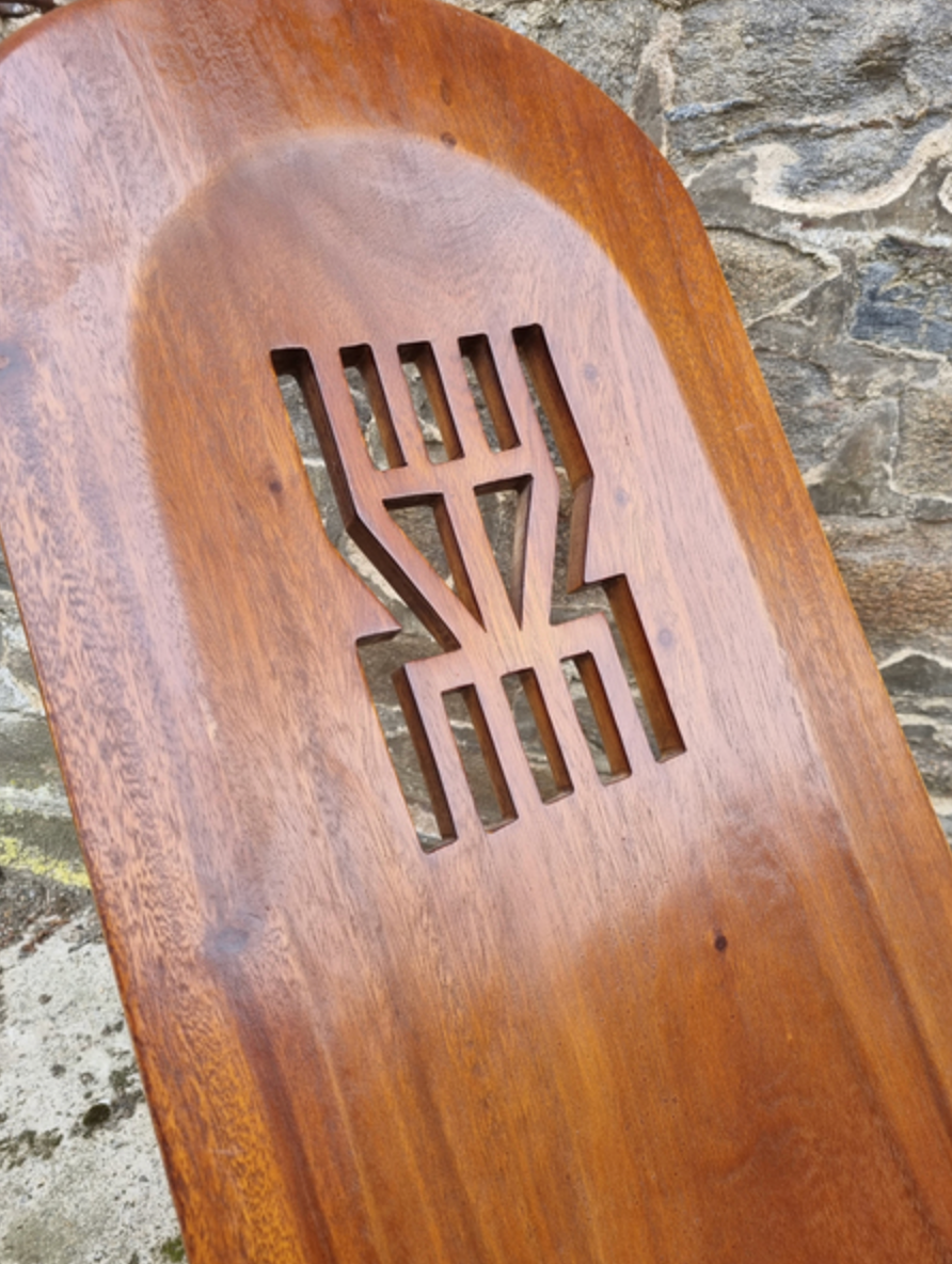 Folding African palaver chair, solid wood