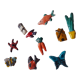 Set of 10 ceramics animals, fish, butterfly