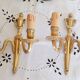 2-light wall lights in brass/bronze, Louis XVI style