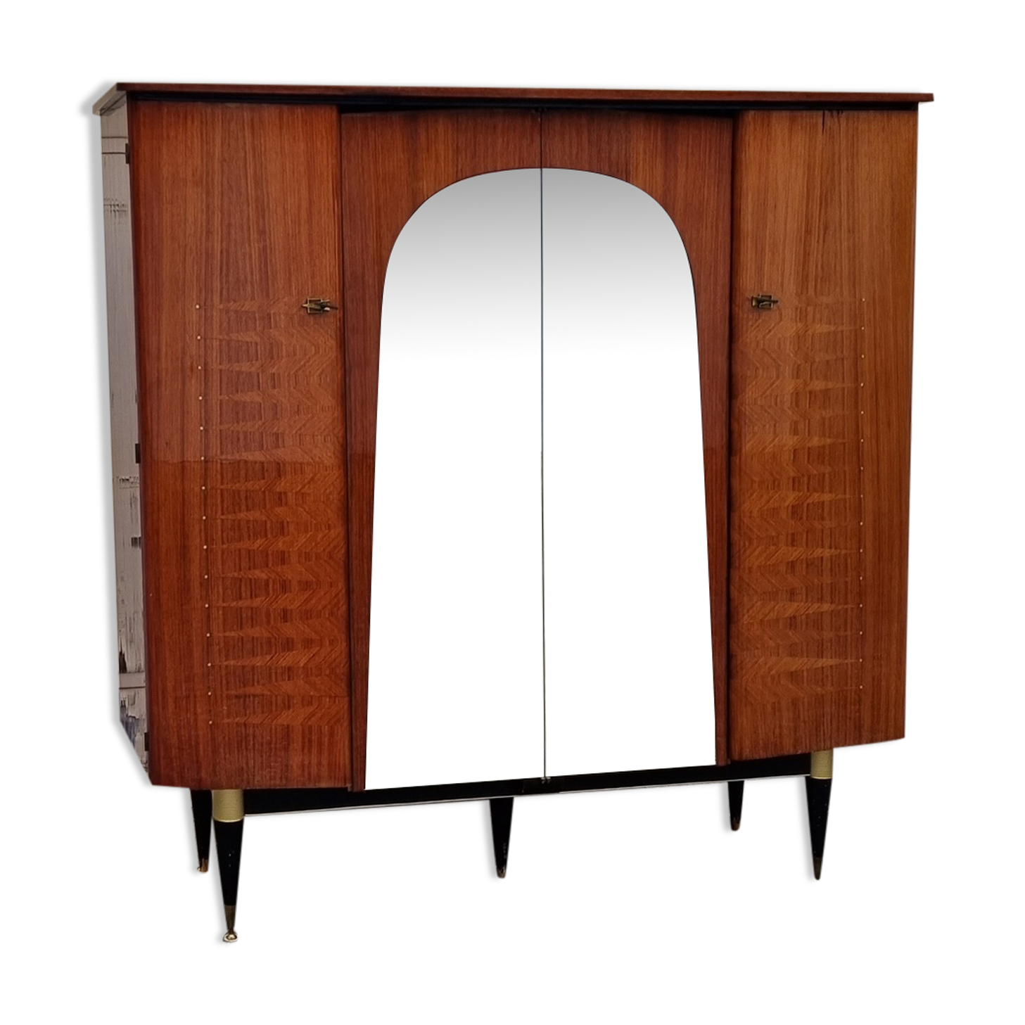 Wardrobe inlaid vintage shelves 50s, mirror