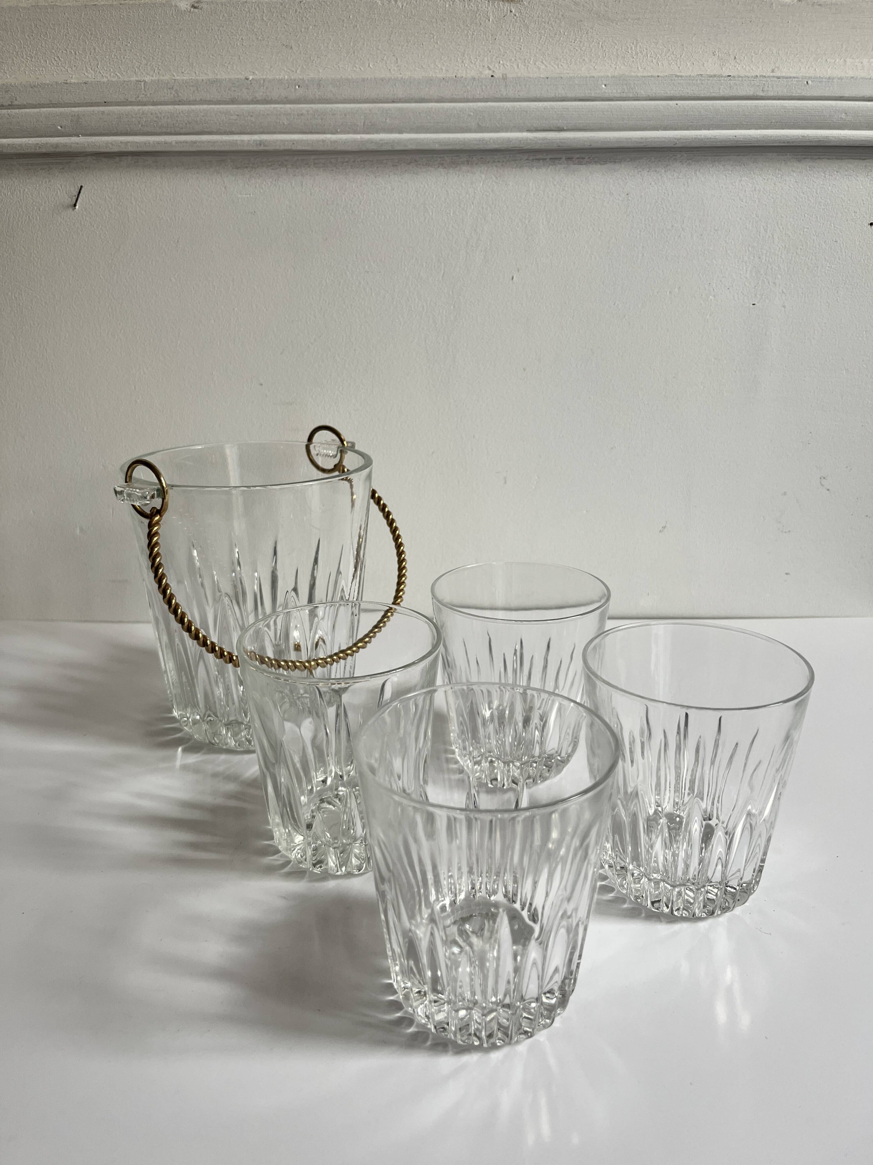 Seau à glace et verre vintage