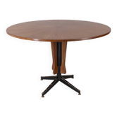 Vintage wooden round table from 1960s designed by Carlo Ratti for Lissoni