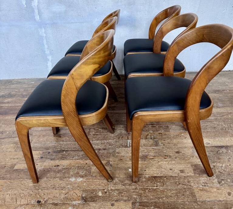 Set of 6 Baumann Gondola bistro chairs in curved wood