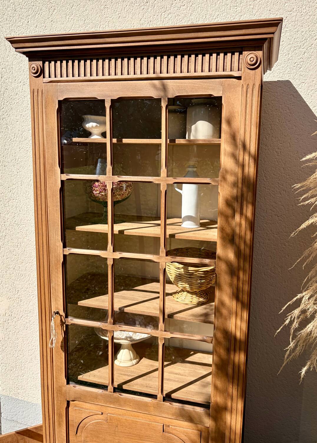 Raw wood display cabinet