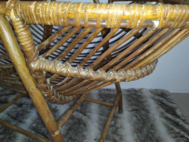 Vintage rattan cradle