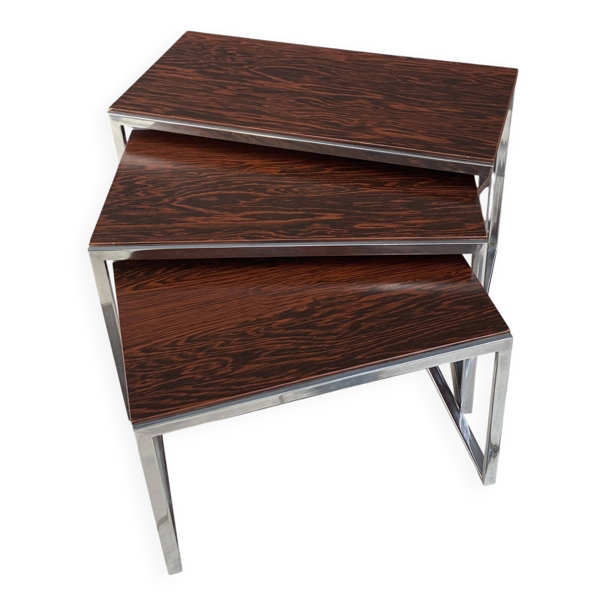 Chrome and rosewood nesting set 1970s