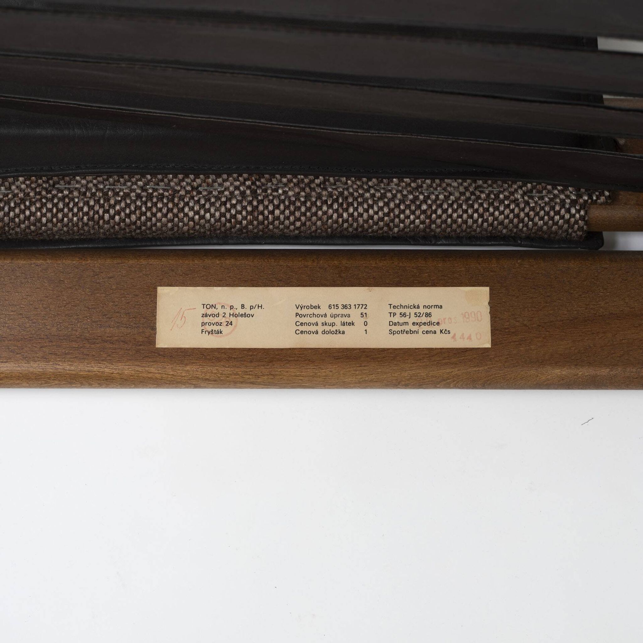 Pair of lounge chairs produced by TON in wood and brown leather, Czechoslovakia, 1990s
