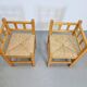 Dutch Modernist Art Deco Style Corner Chair in Oak and Rush, 1950s, Set of 2