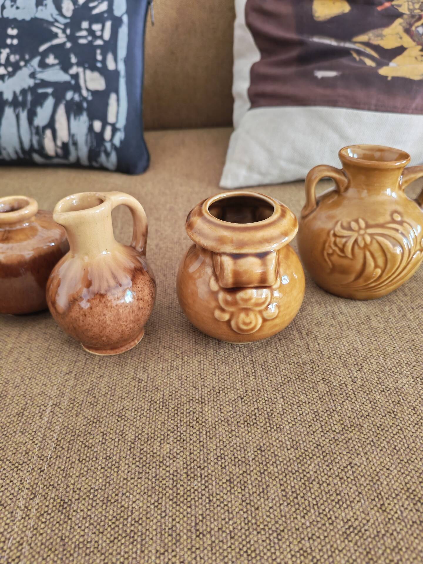 Lot de 5 mini vases pichets rétro en céramique émaillée 