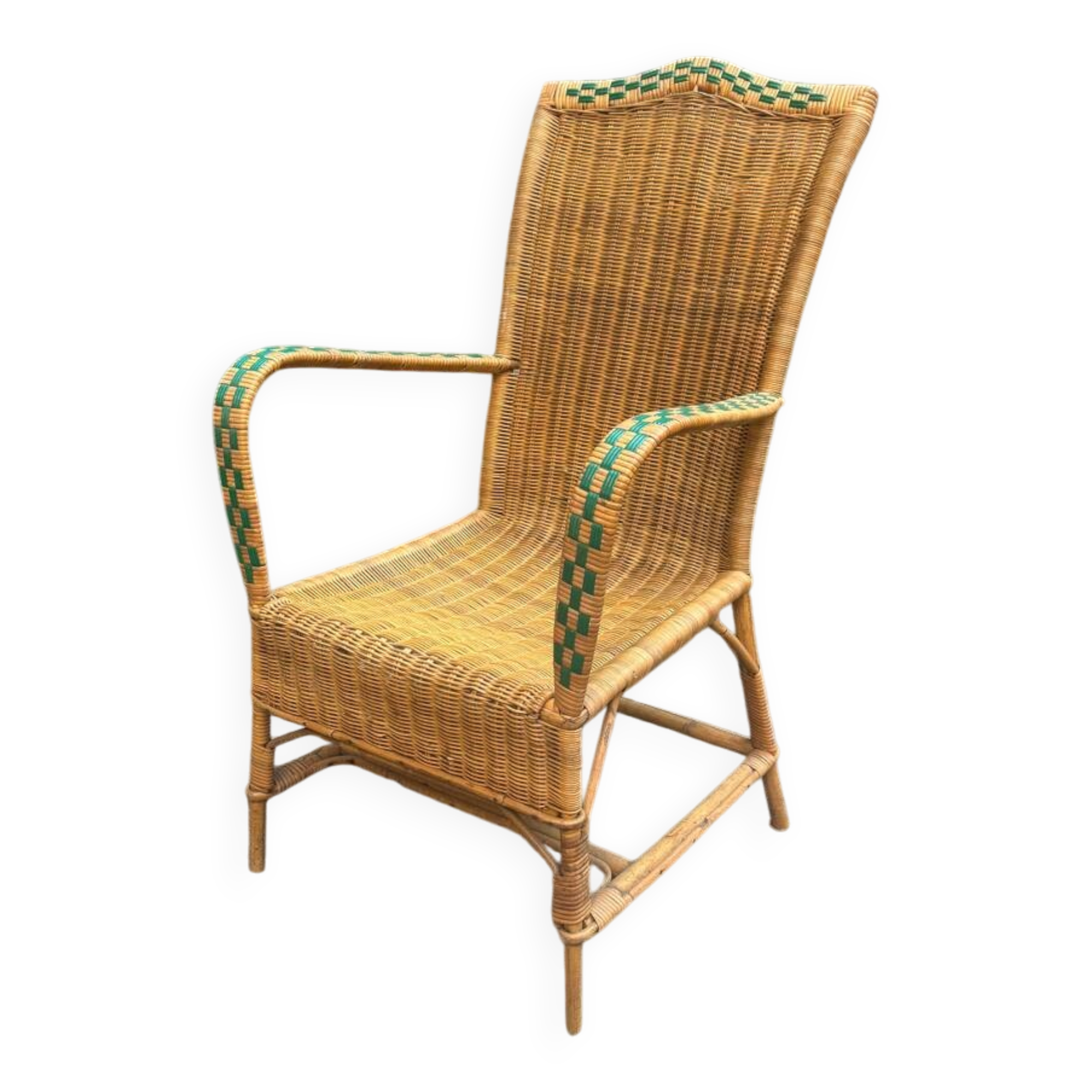 Rattan armchair with armrests