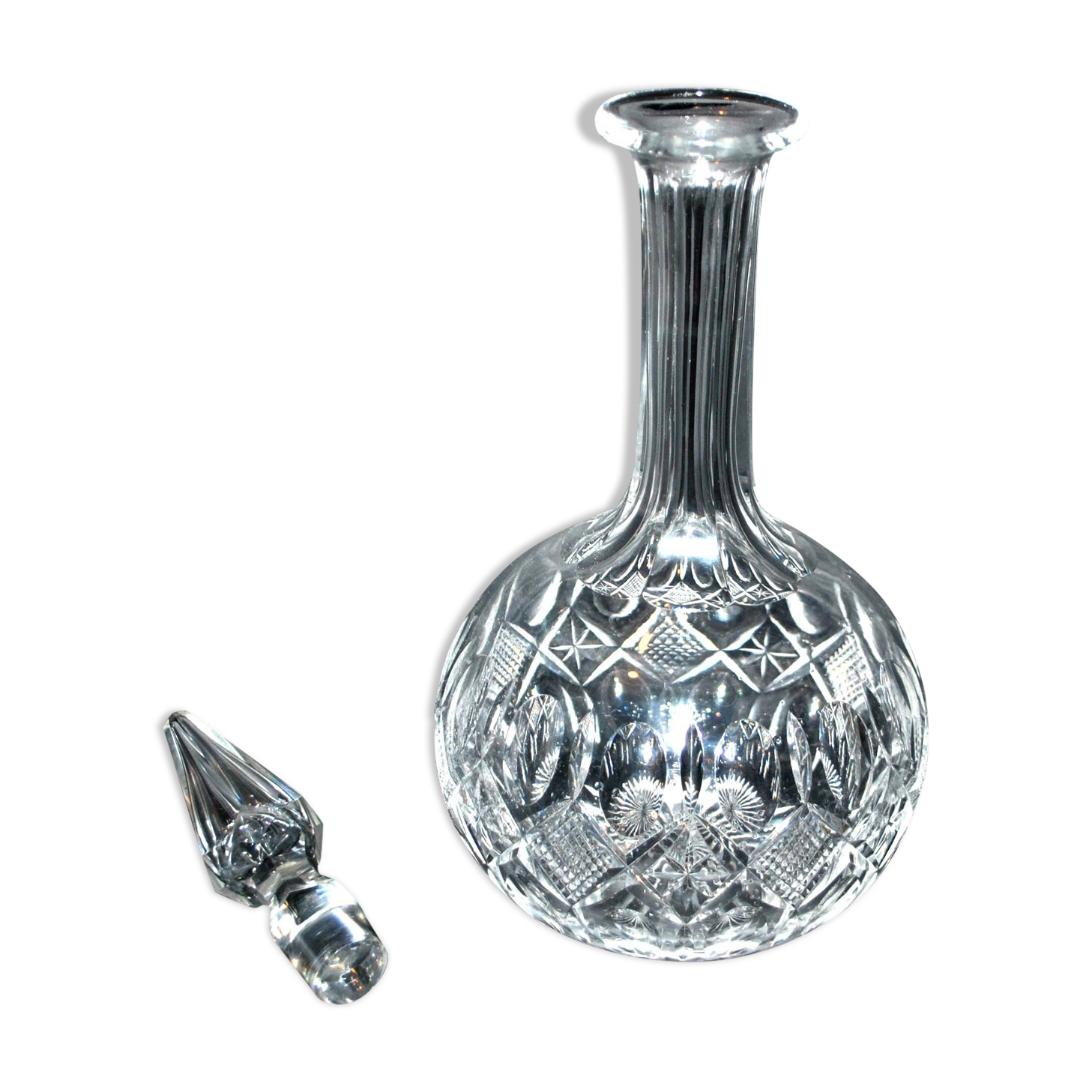 Saint-louis cut crystal carafe baccarat olive diamond bevel decoration 33 cm