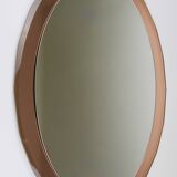 Cristal Arte Pink Oval Rosé Mid-Century Wall Mirror, Italy, 1960s
