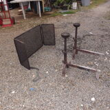 Shield fire with cast iron andirons