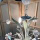 Antique florentine ceiling chandelier floral bouquet design 1970 decorative art sheet metal