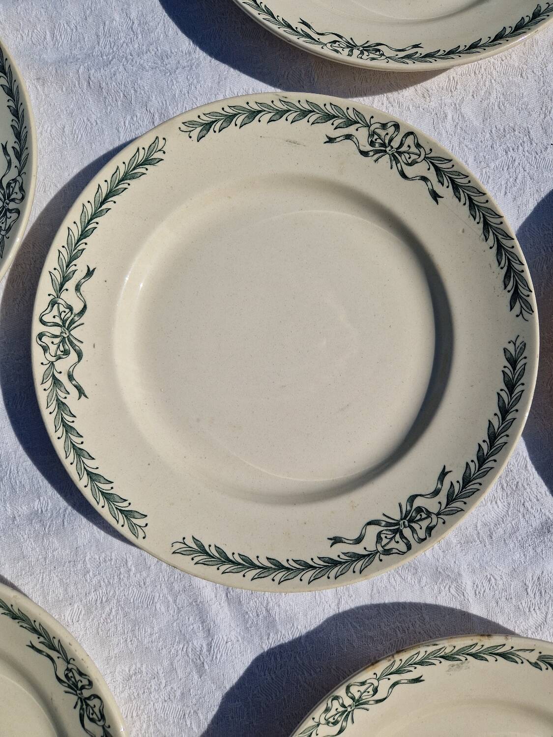6 Dinner Plates Belleville De Longchamp Terre De Fer Decor, 1900s